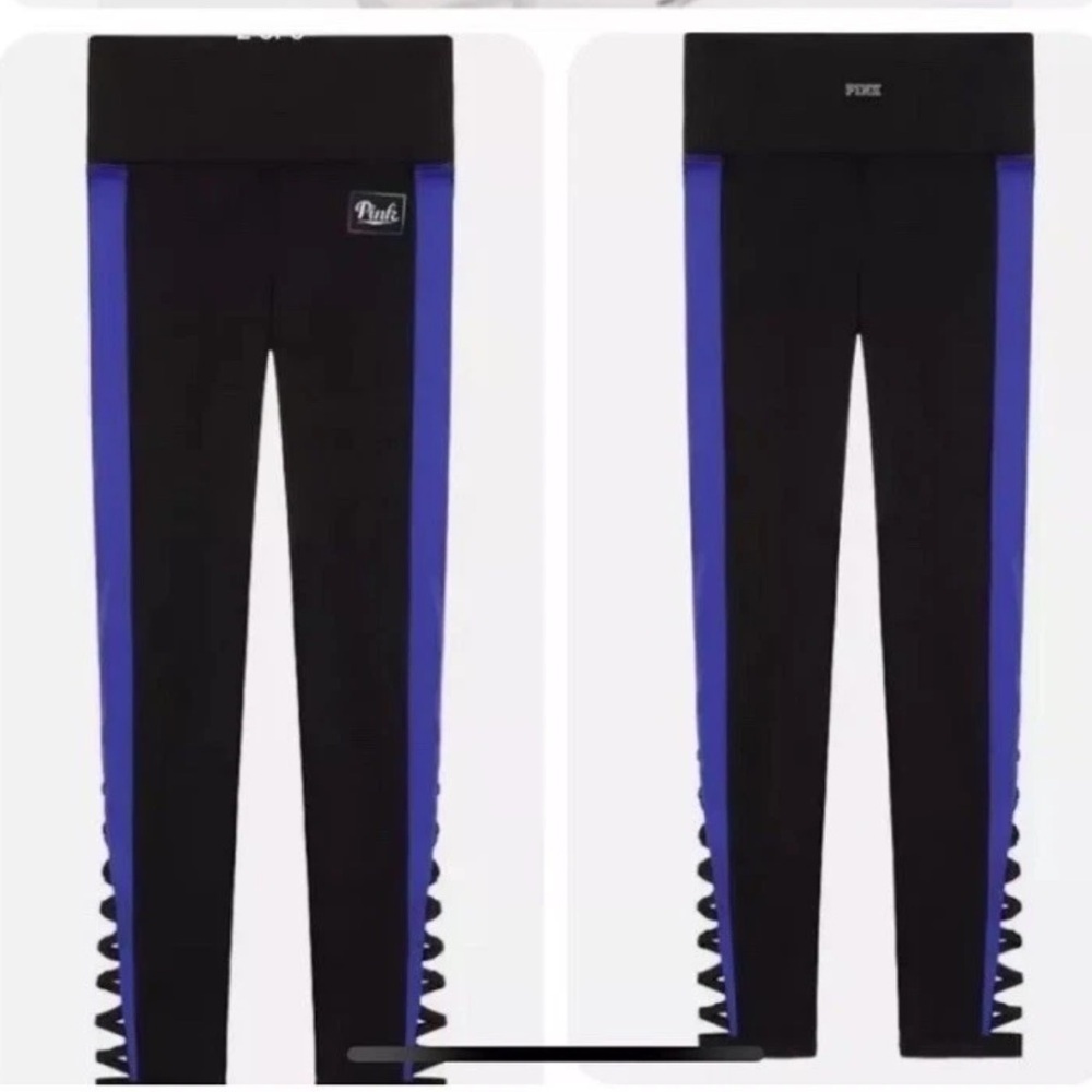 PINK Victoria Secret Ultimate High Waist Strappy Leggings Black & Blue Size XS